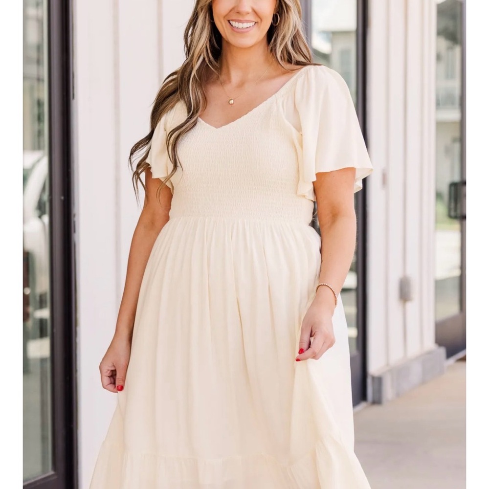 Chic Soul Cream Midi Dress. 2XL